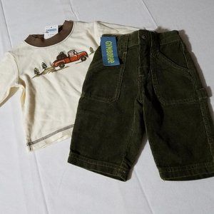 Gymboree Vintage Winter Ranch NWT 3-6 month Shirt & Corduroy Pants.